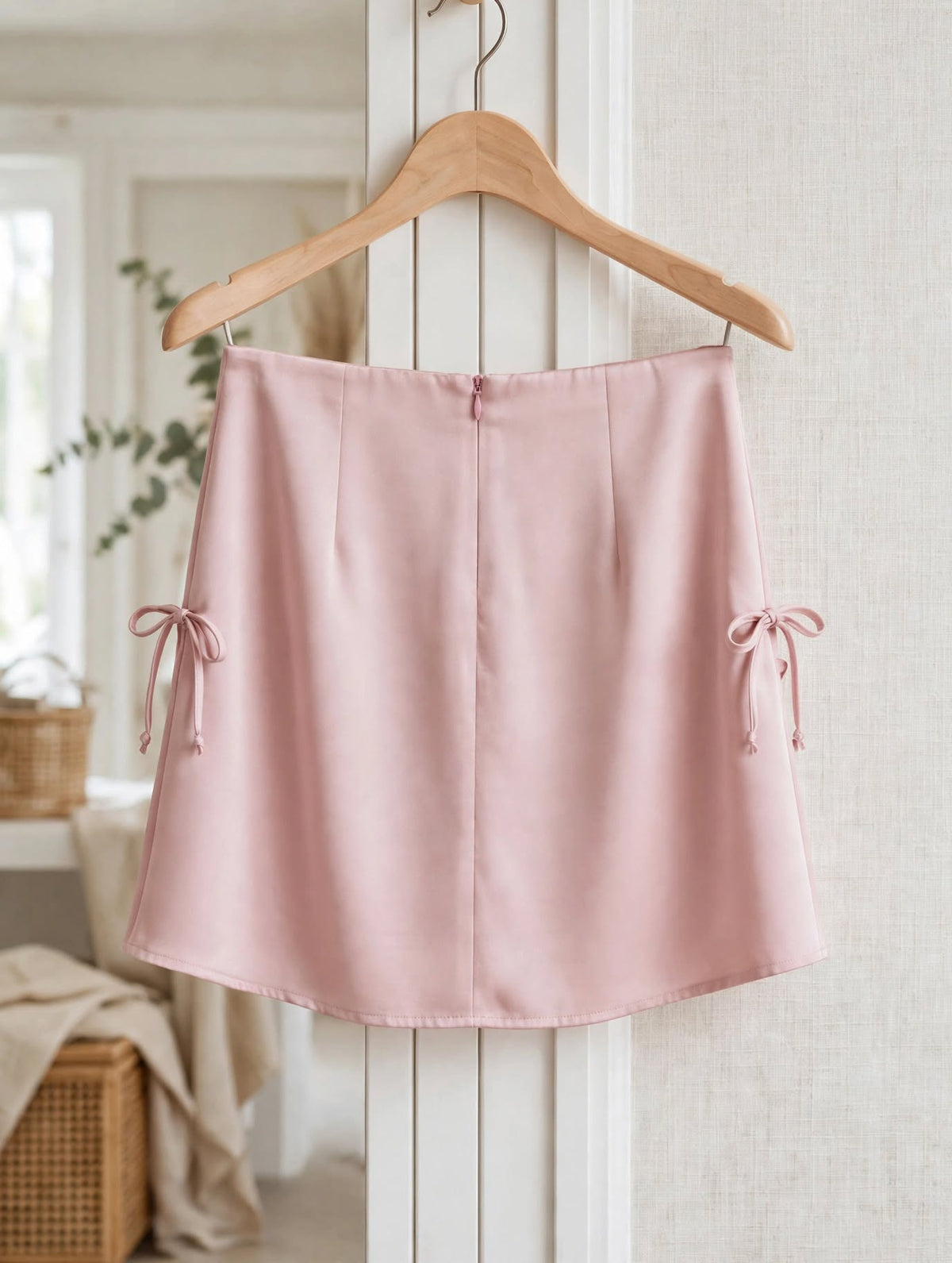 PINKLIZZIE | Satin Bow Tie-Side A-Line Mini Skirt