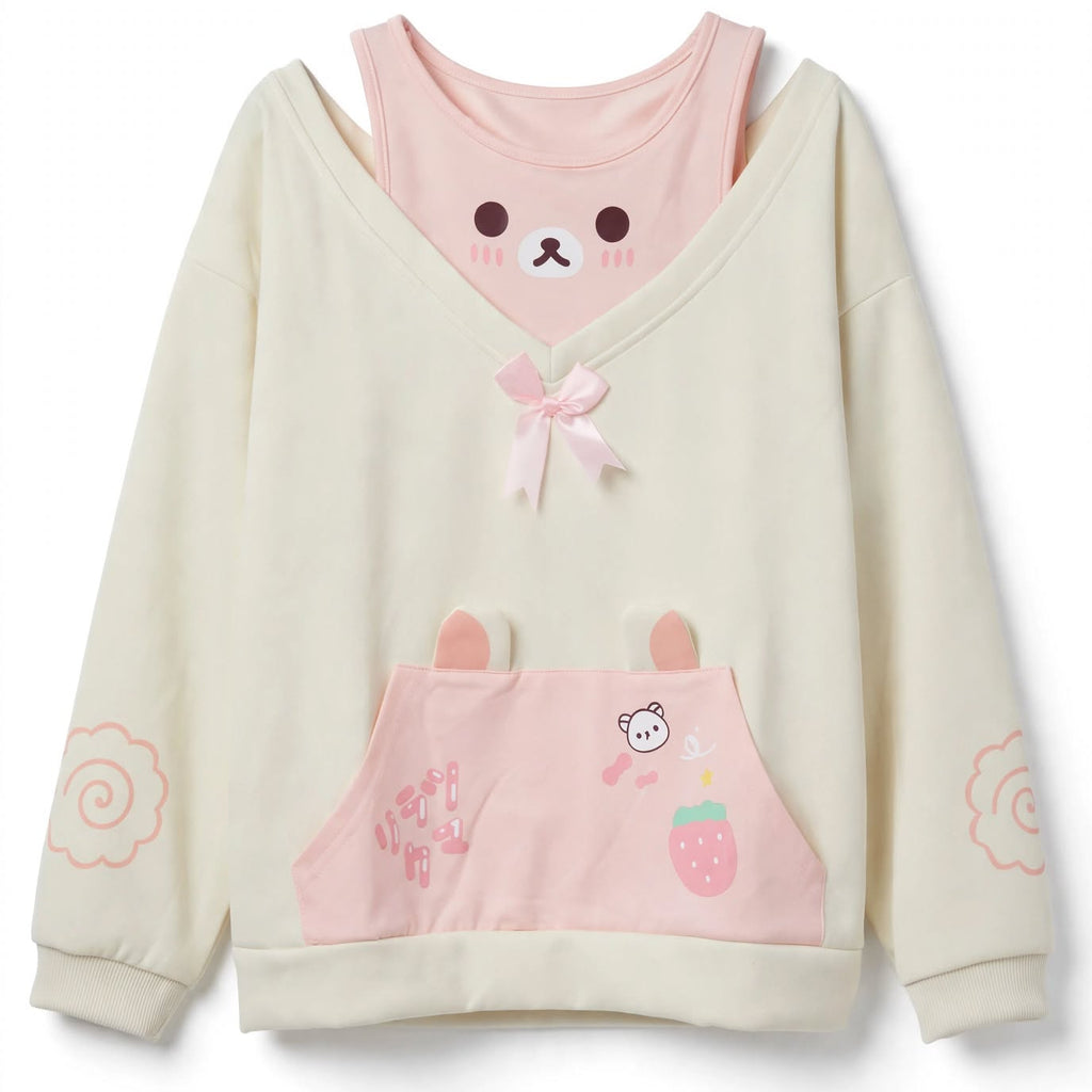 PINKLIZZIE | Off-Shoulder Bow Sweatshirt Top