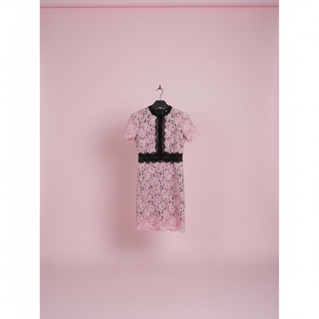 Rose Lace Colour-Block Midi Dress