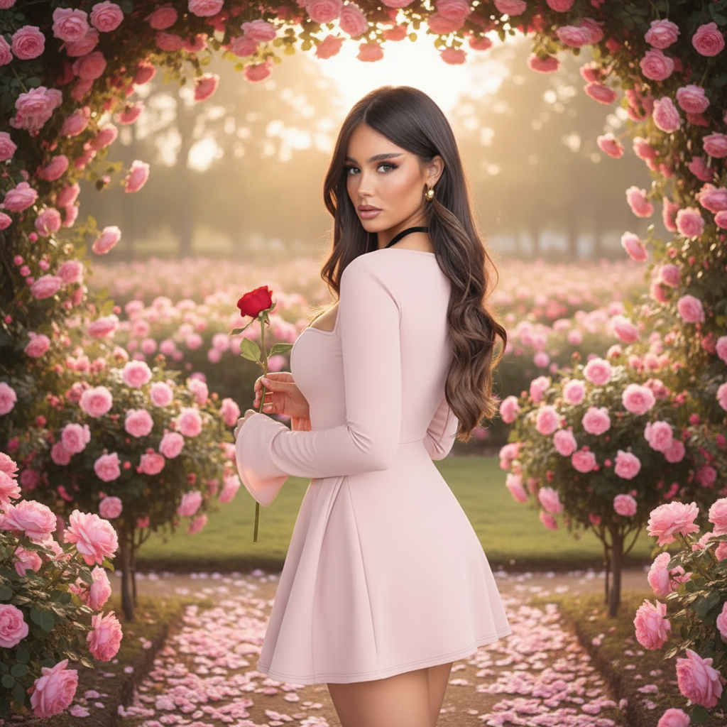 PinkLizzie Y2K Low-Neck Long-Sleeve A-Line Mini Dress – pink dresse, styled detail