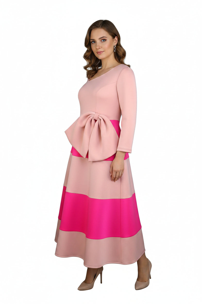 Hot Pink Bow A-Line Dress
