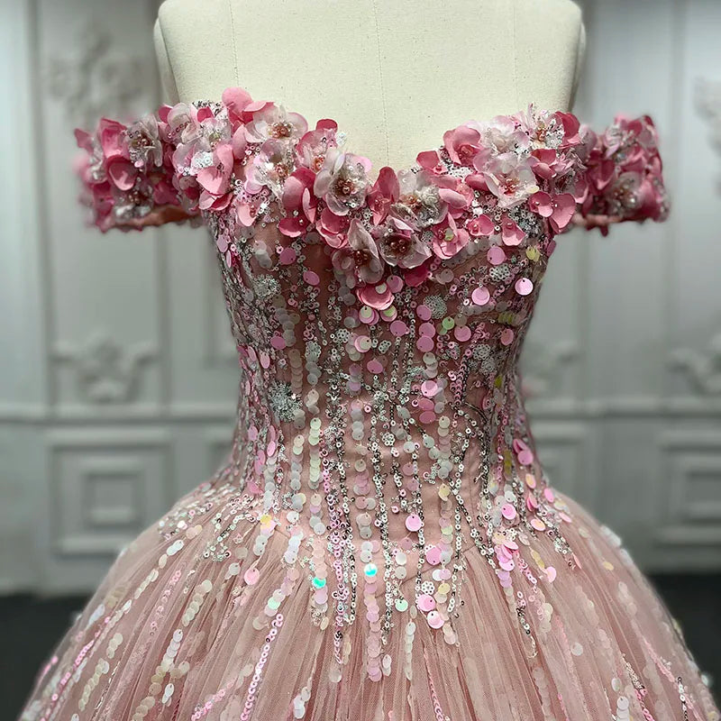 Pink Satin Evening Gown