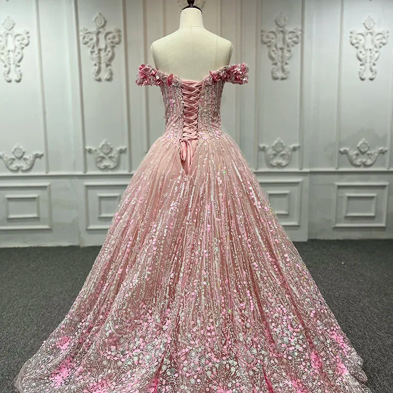 Pink Satin Evening Gown