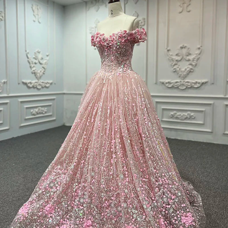 Pink Satin Evening Gown