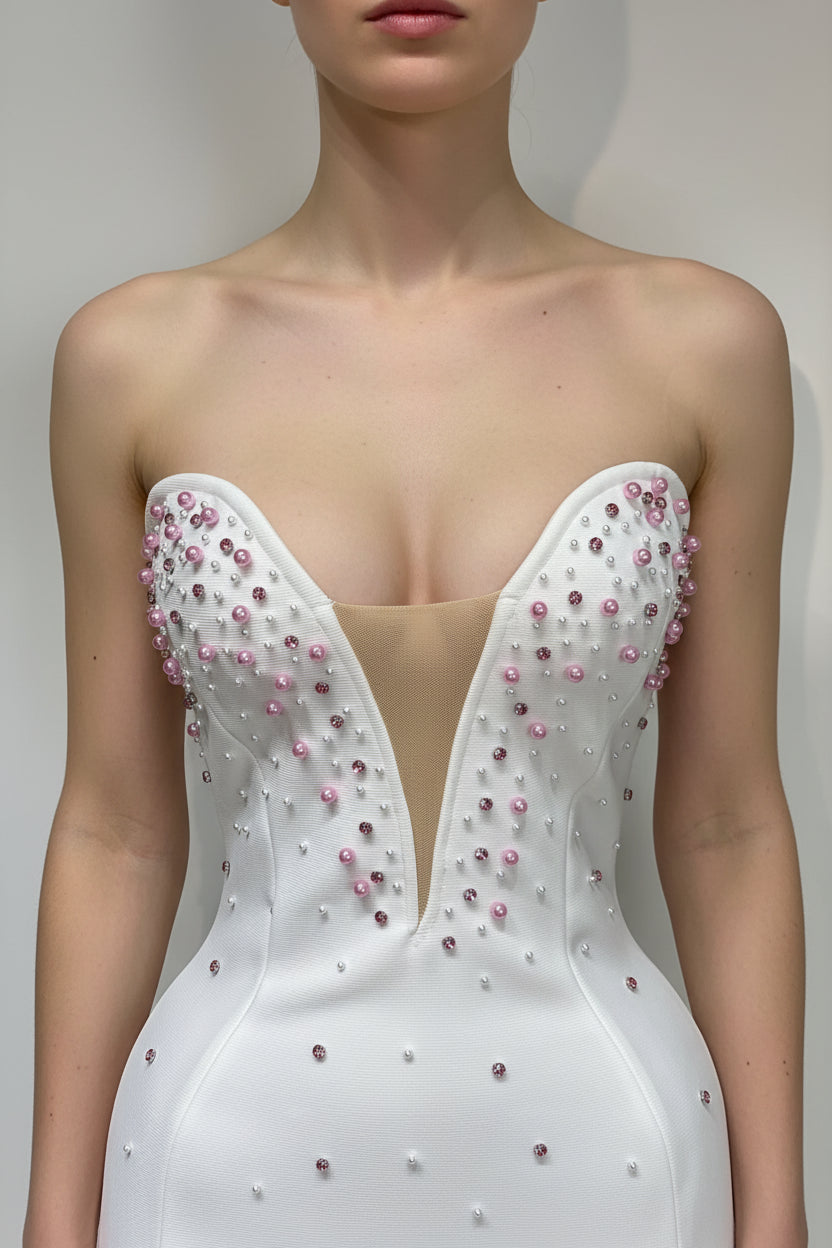 Pearl & Feather Backless Party Dress