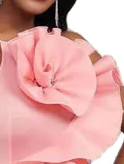 Halter Ruffle Evening Dress – Pink