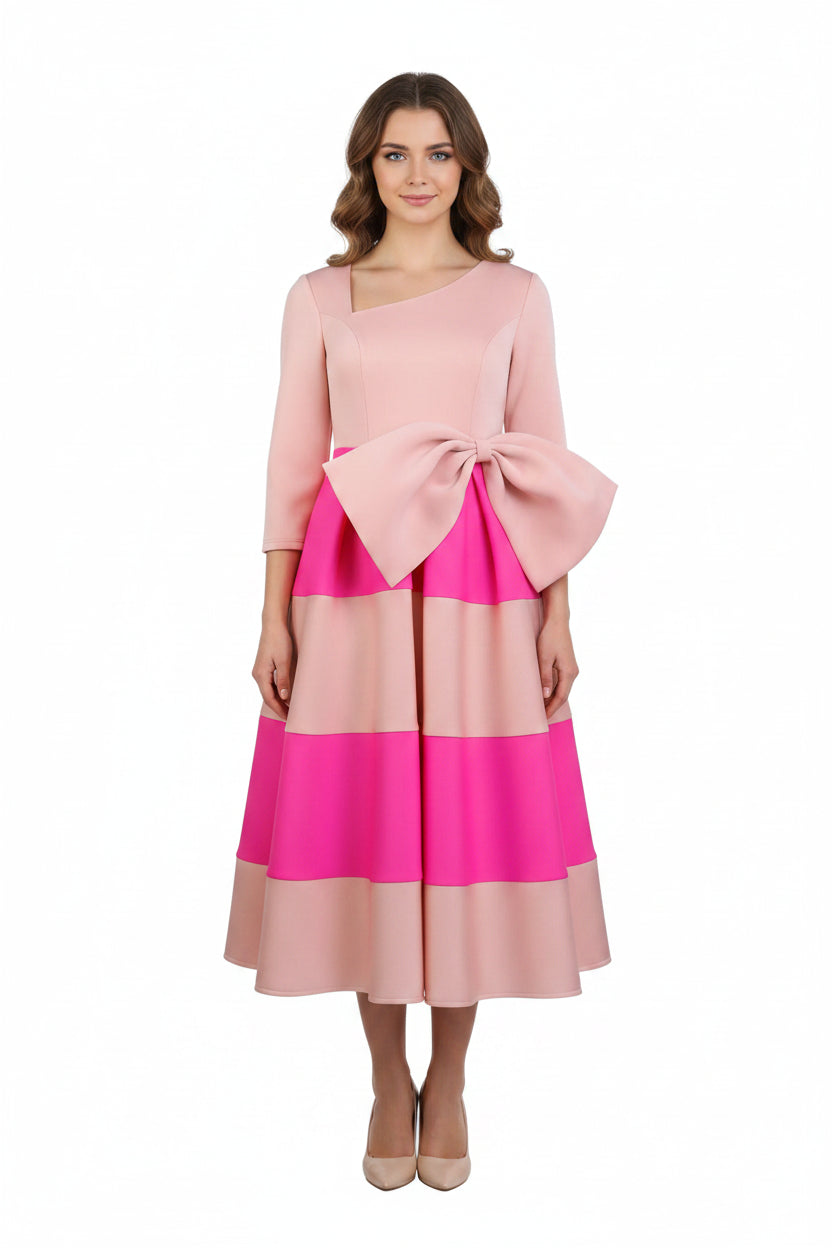Hot Pink Bow A-Line Dress