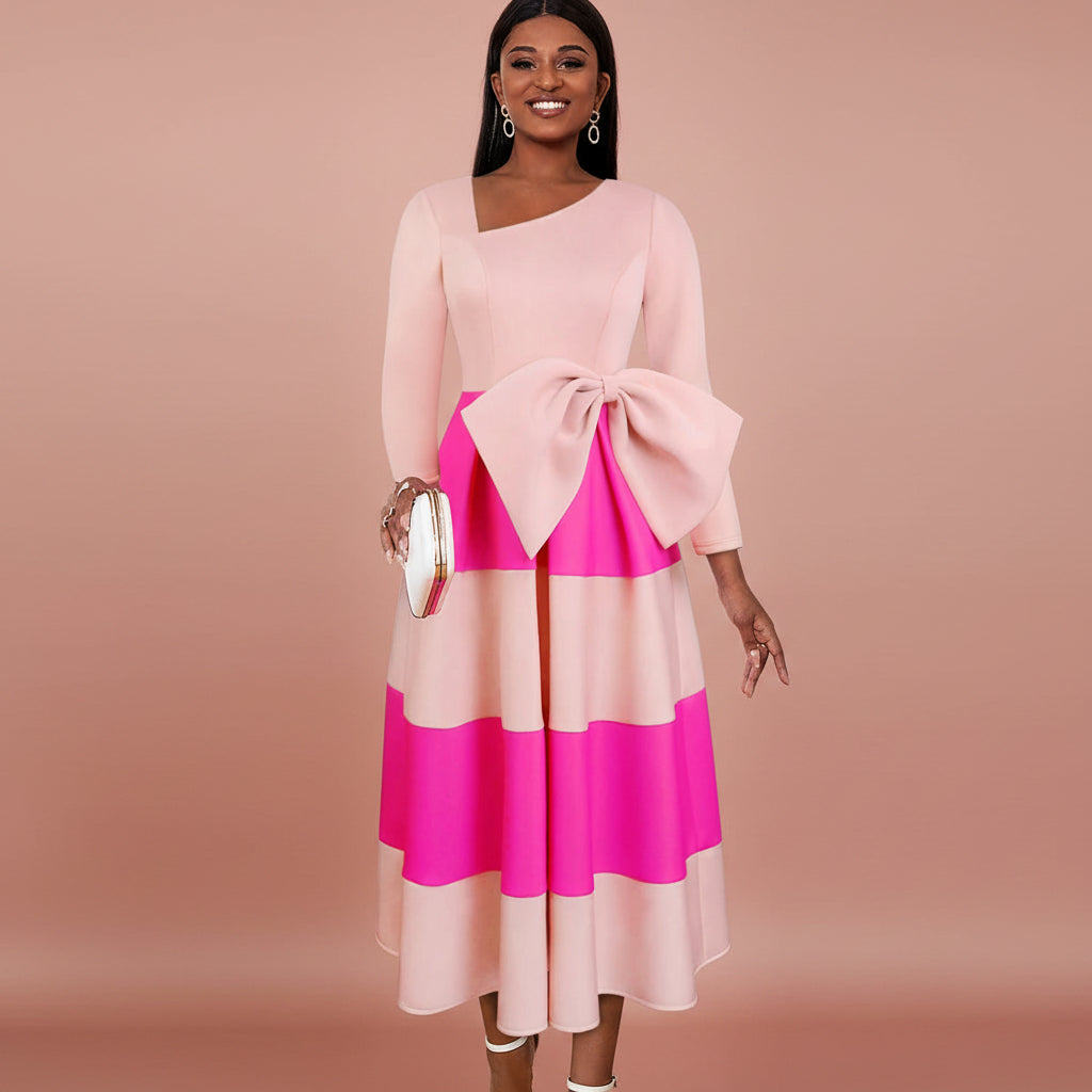 Hot Pink Bow A-Line Dress