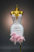 Pearl & Feather Backless Party Dress