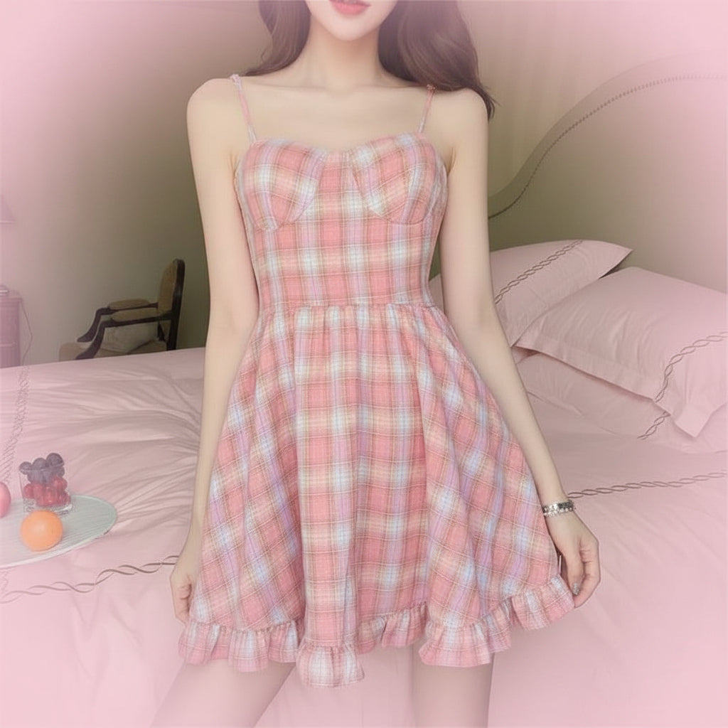 Pink Plaid Cami Sundress