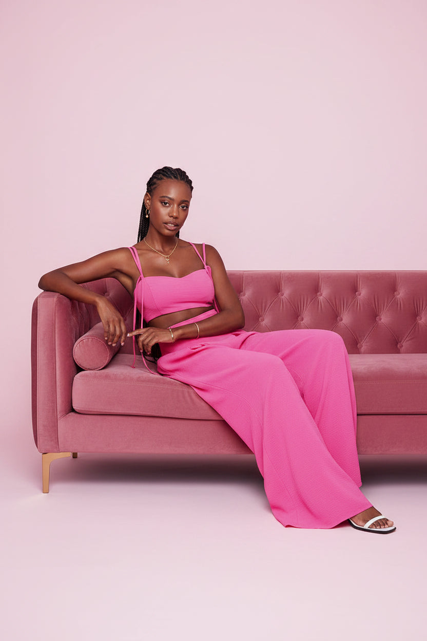 Blush Bandeau & Wide-Leg Two-Piece