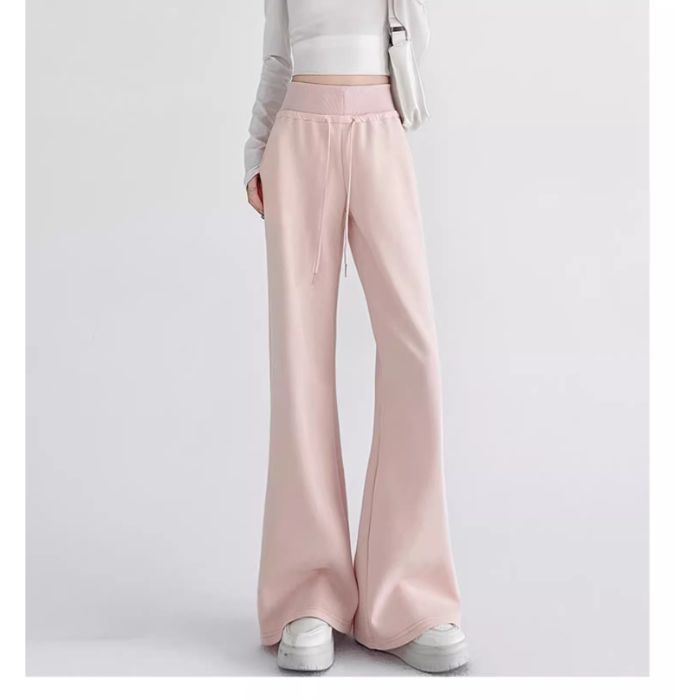 High-Waist Pink Wide-Leg Sweatpant
