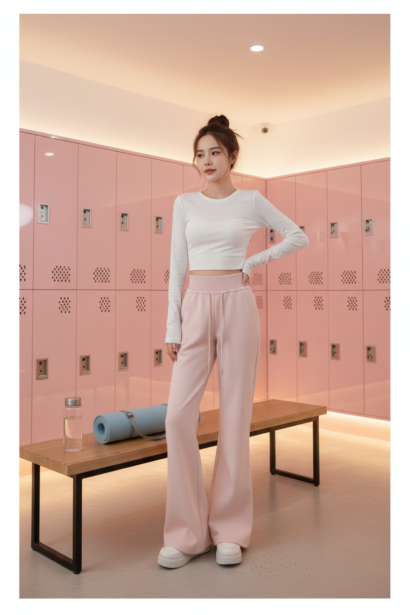 High-Waist Pink Wide-Leg Sweatpant