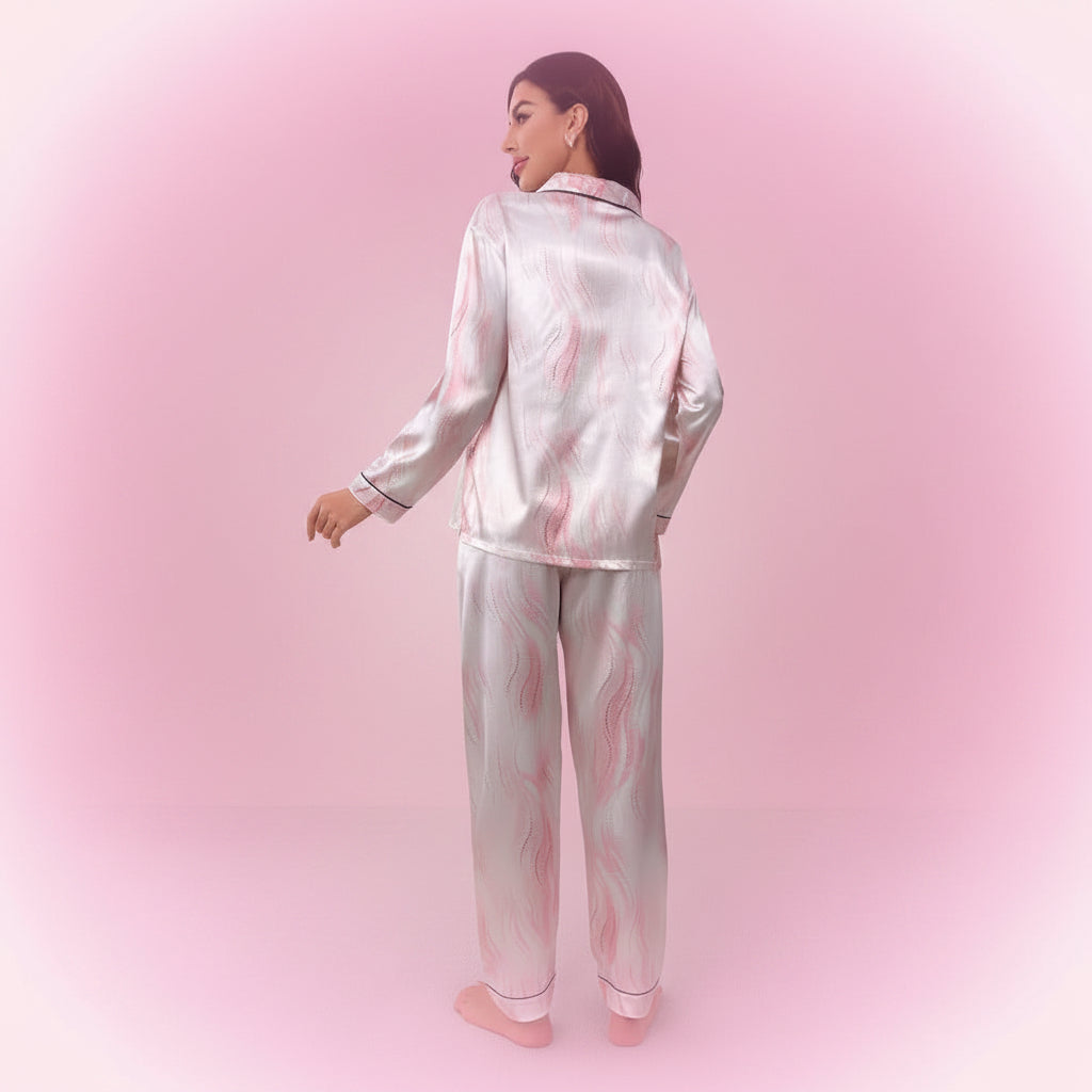 Water-Ripple Satin Pyjama Set
