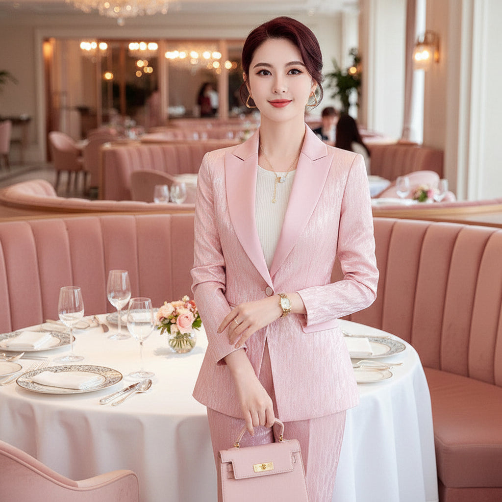 Pink Wide-Leg Trouser Suit