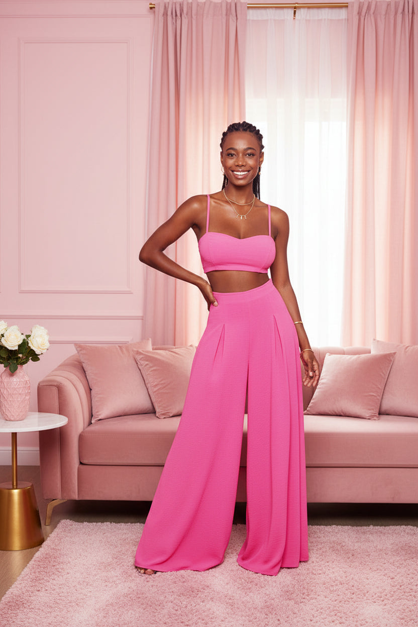 Blush Bandeau & Wide-Leg Two-Piece