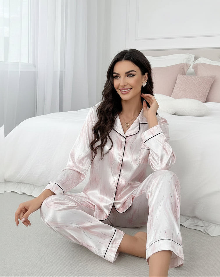 Water-Ripple Satin Pyjama Set