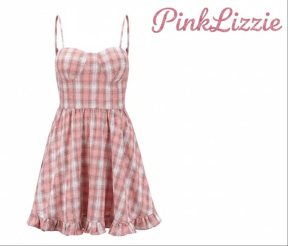 Pink Plaid Cami Sundress