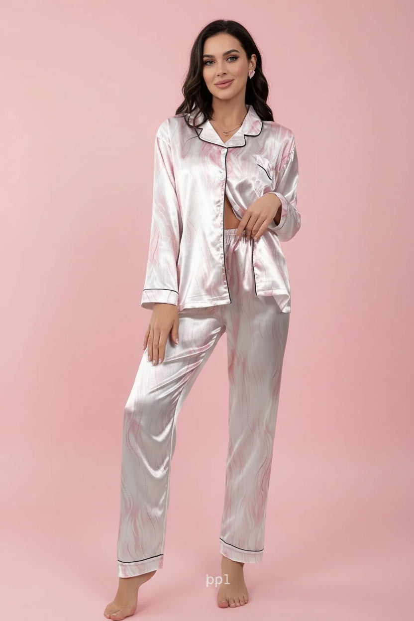 Water-Ripple Satin Pyjama Set
