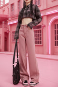 Dusty Pink High-Waist Wide-Leg Jean