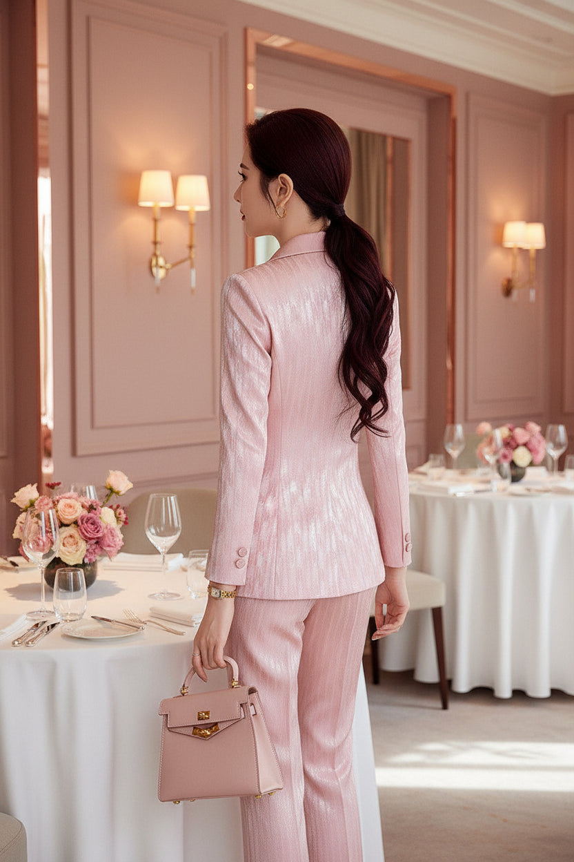 Pink Wide-Leg Trouser Suit