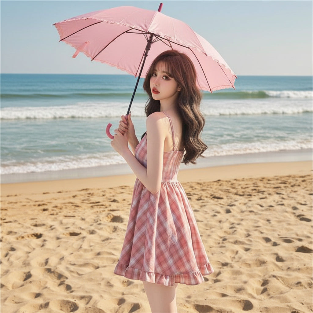 Pink Plaid Cami Sundress
