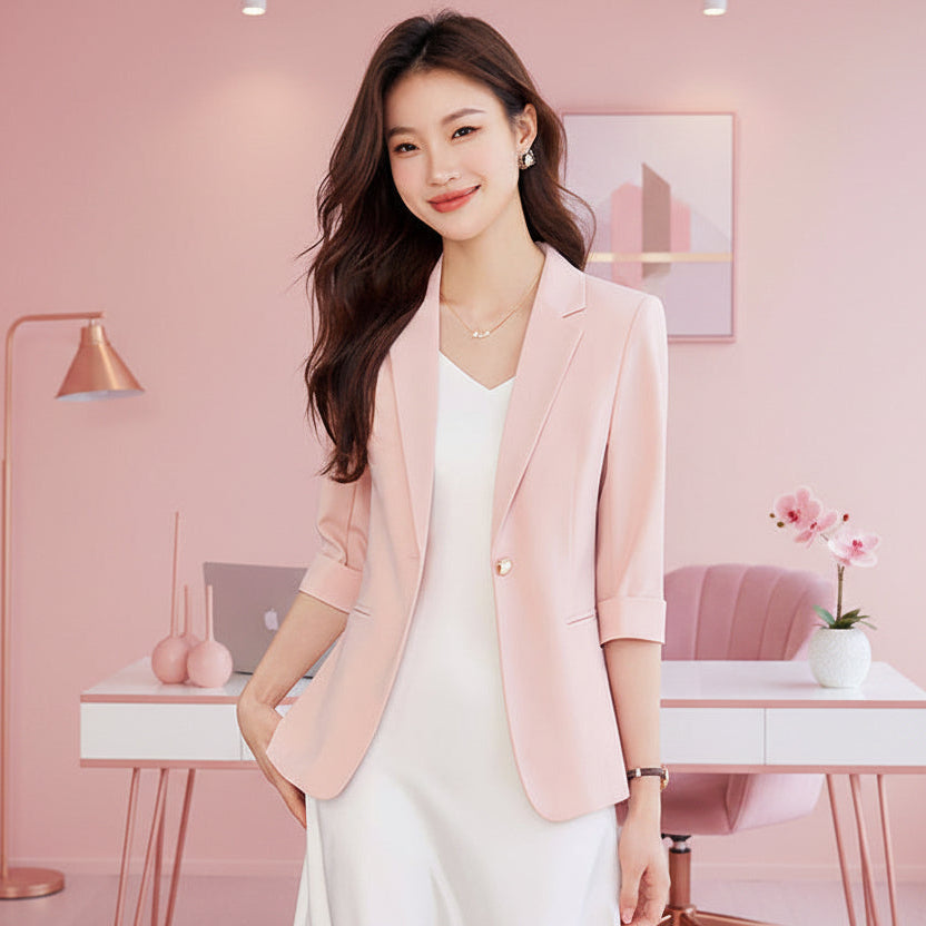 Pink Three-Quarter Sleeve Blazer