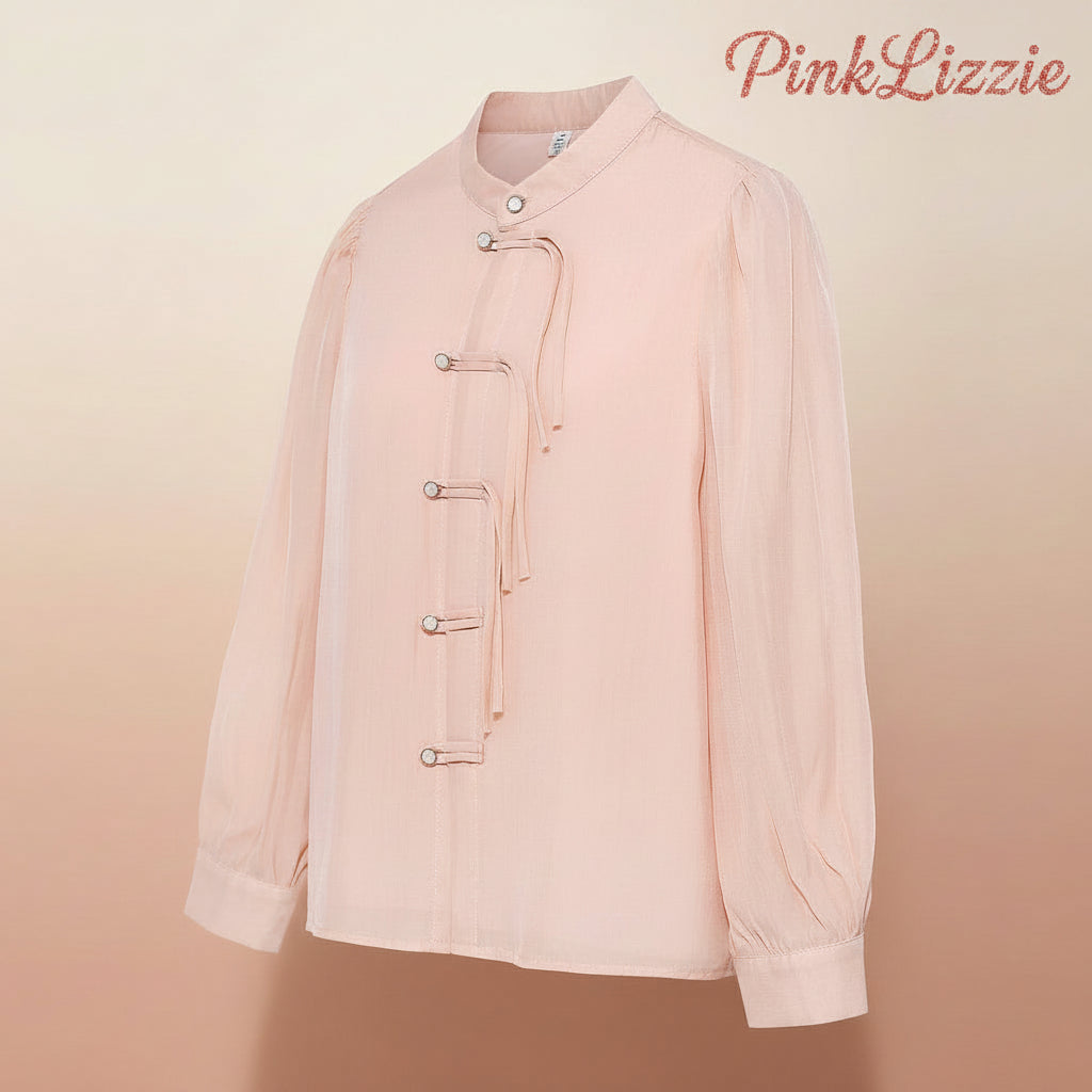 Puff-Sleeve Chiffon Blouse