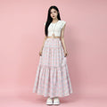 Pink Plaid A-Line Midi Skirt