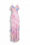 Pink Ruffled Cami Maxi Dress