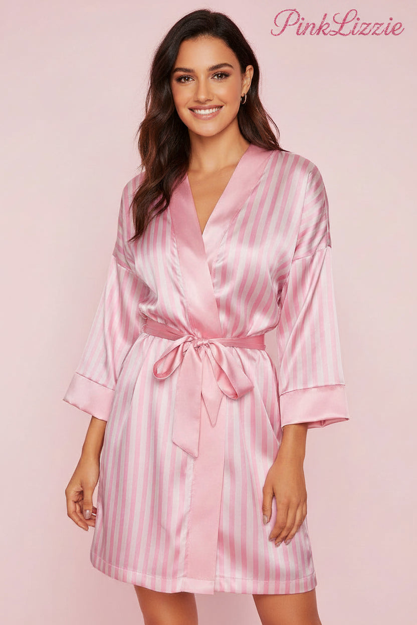 Pink Stripe Lace Pyjama Set