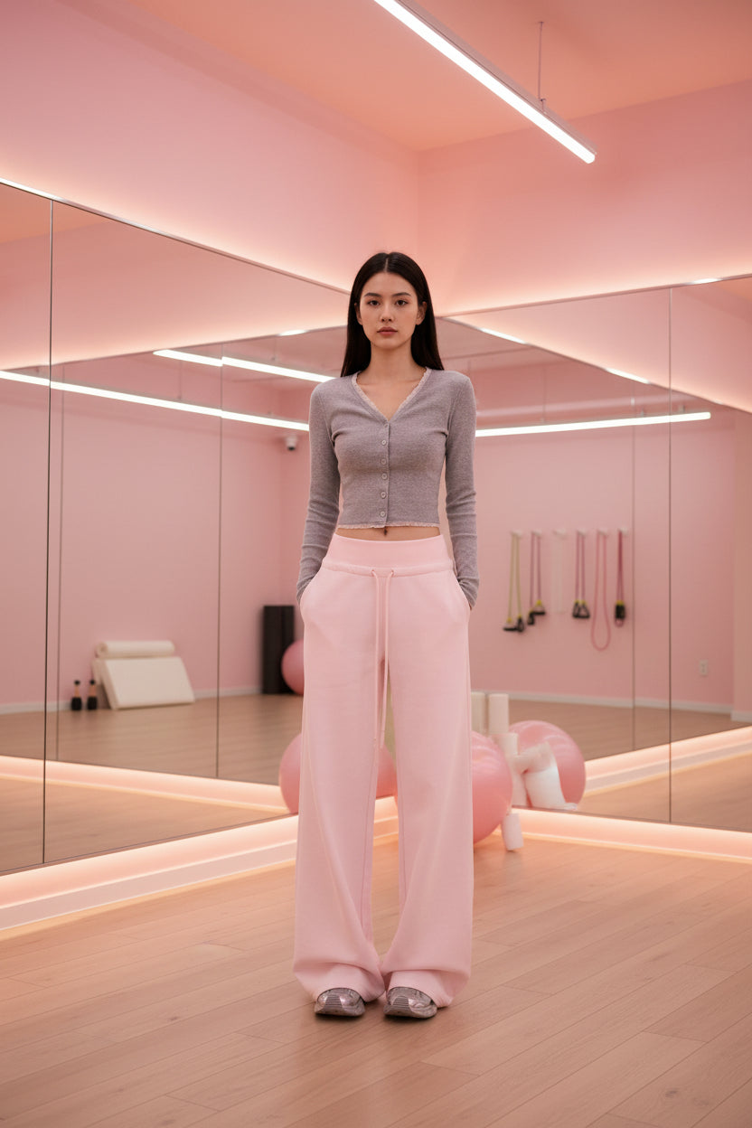 Fleece-Lined Retro Wide-Leg Trouser