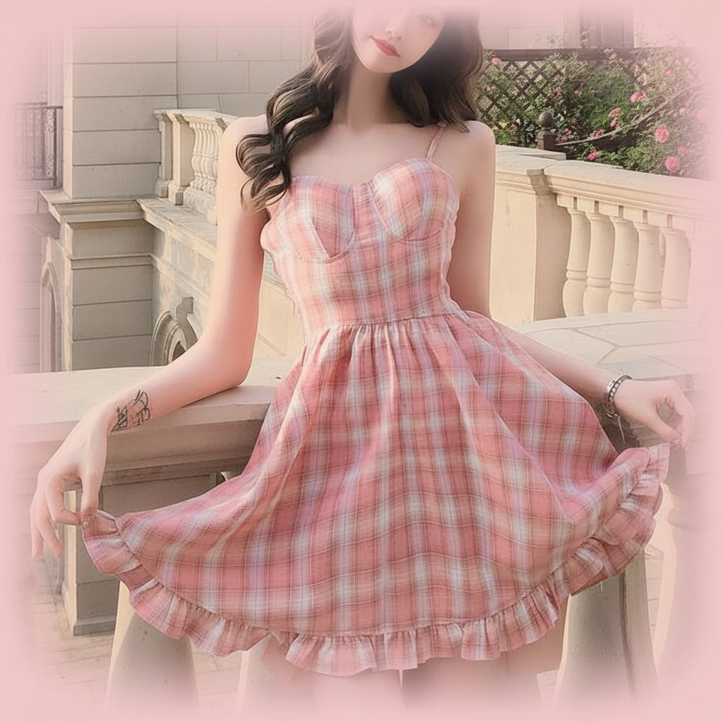 Pink Plaid Cami Sundress