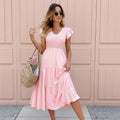 Ruffle-Sleeve Layered Midi Dress