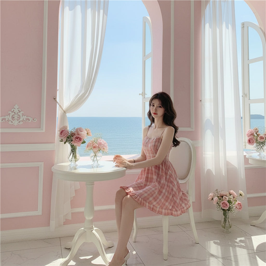 Pink Plaid Cami Sundress