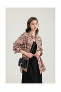 Pink Plaid Oversized Shirt Jacket