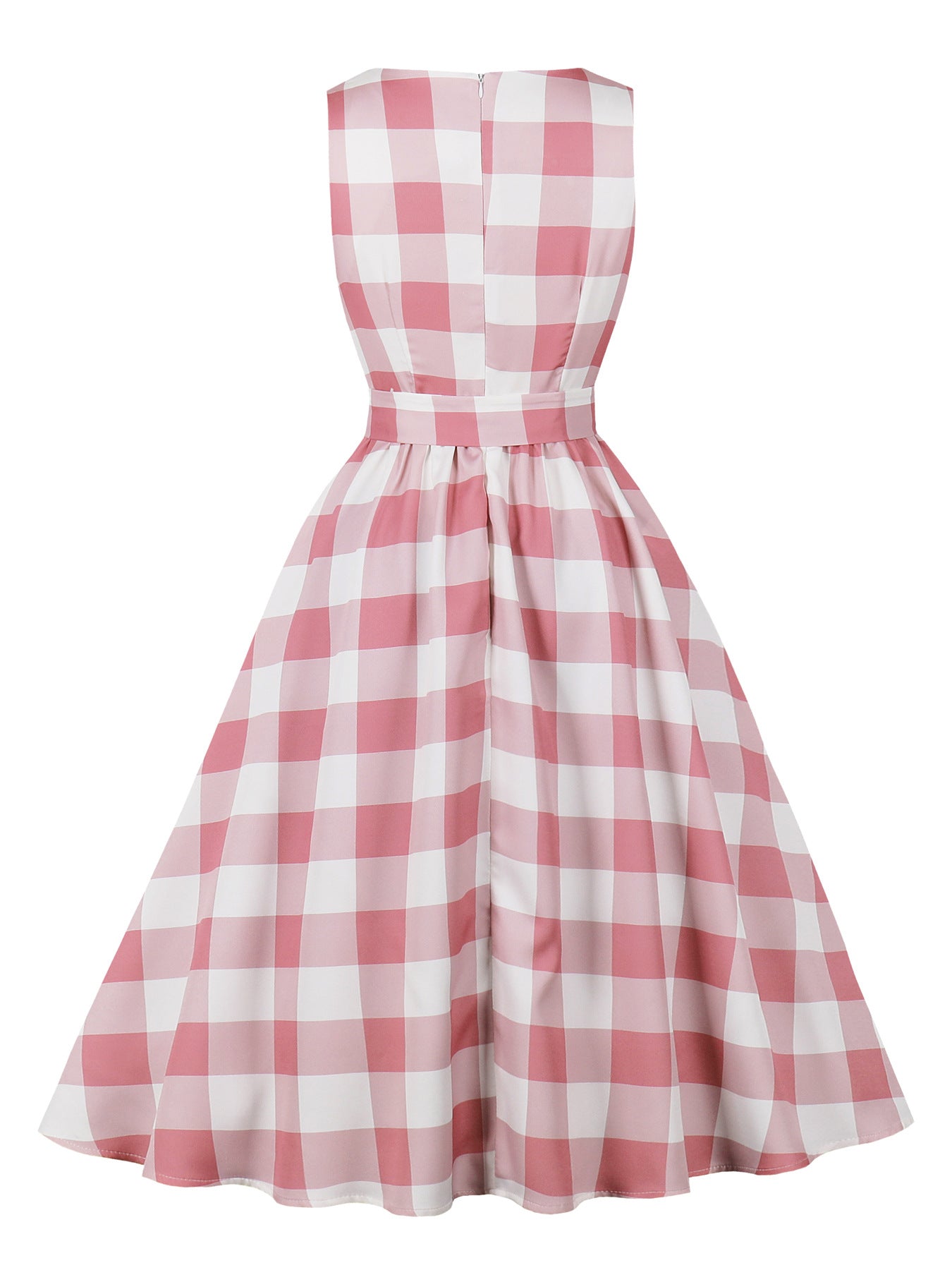Pink Plaid Strap Midi Dress