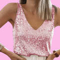Deep-V Sequin Tank Top