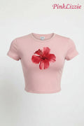 Floral Round-Neck Crop Tee