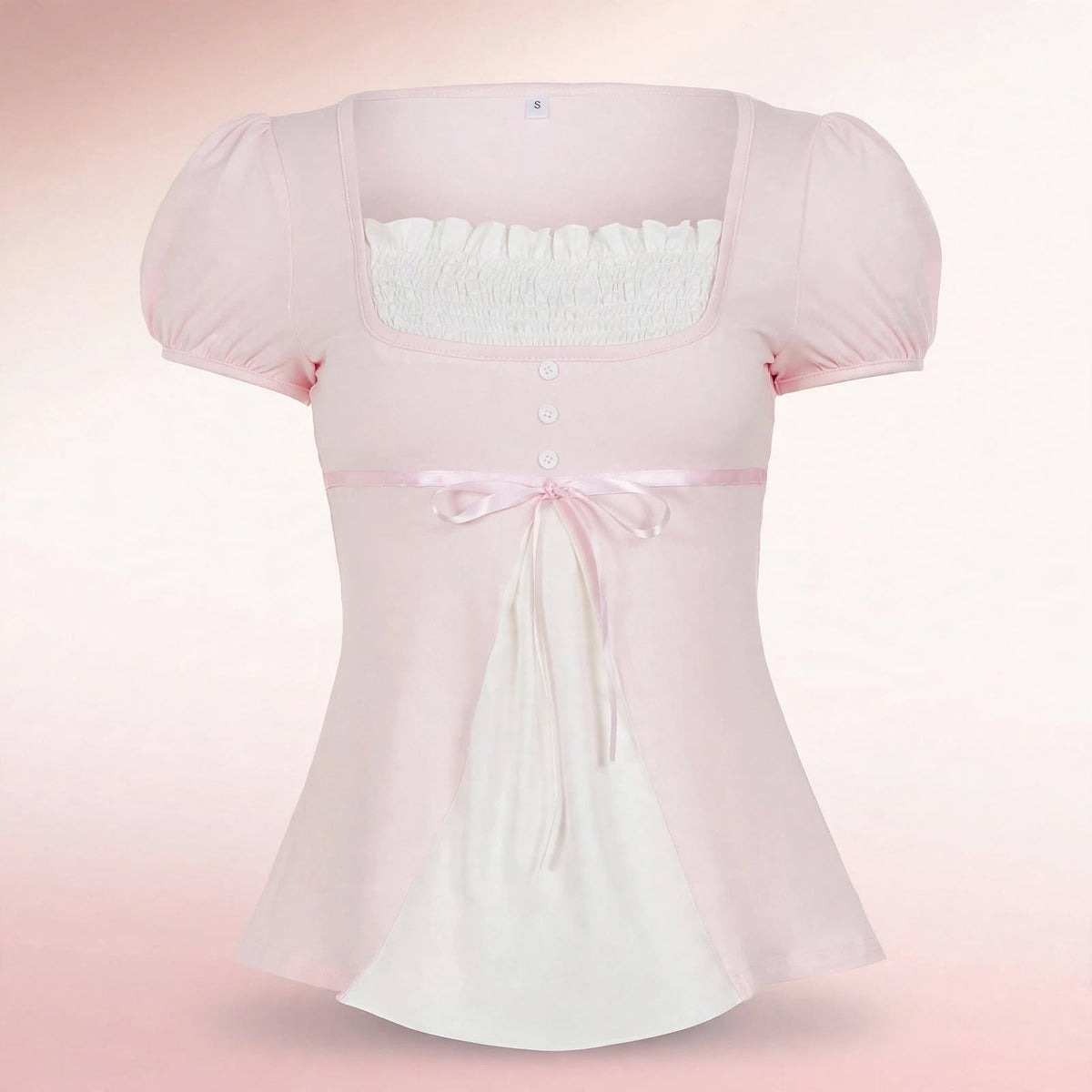 PINKLIZZIE | Puff-Sleeve Bow Babydoll Top
