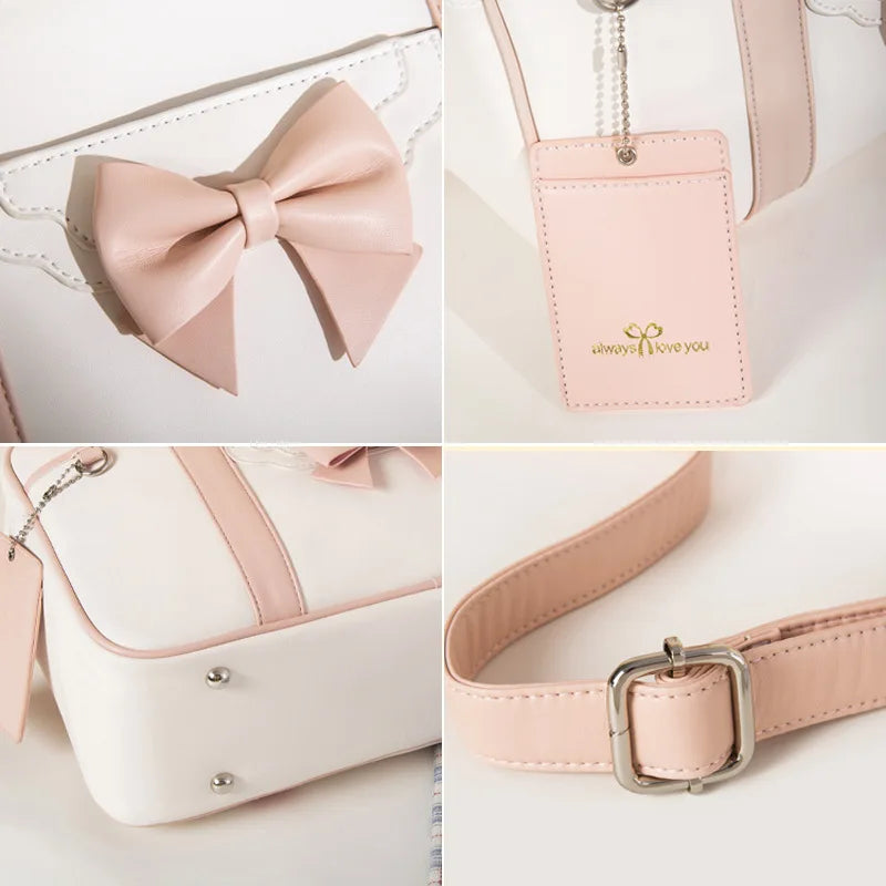 PINKLIZZIE | Soft PU Bow Shoulder Tote Bag