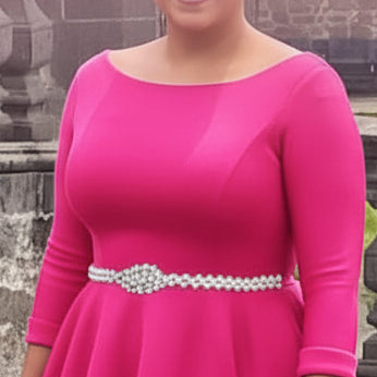 Belted Pleated A-Line Midi Dress
