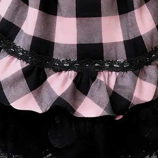 PINKLIZZIE | Checkered Bow Halter Mini Dress
