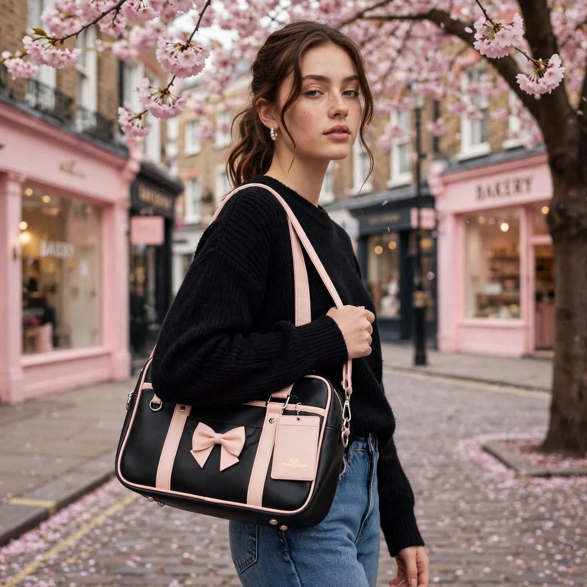 PINKLIZZIE | Soft PU Bow Shoulder Tote Bag