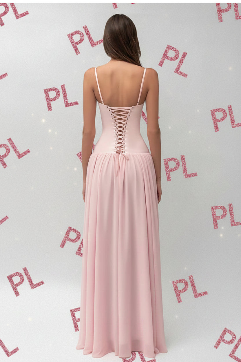 Chiffon Slim-Fit Evening Maxi Dress