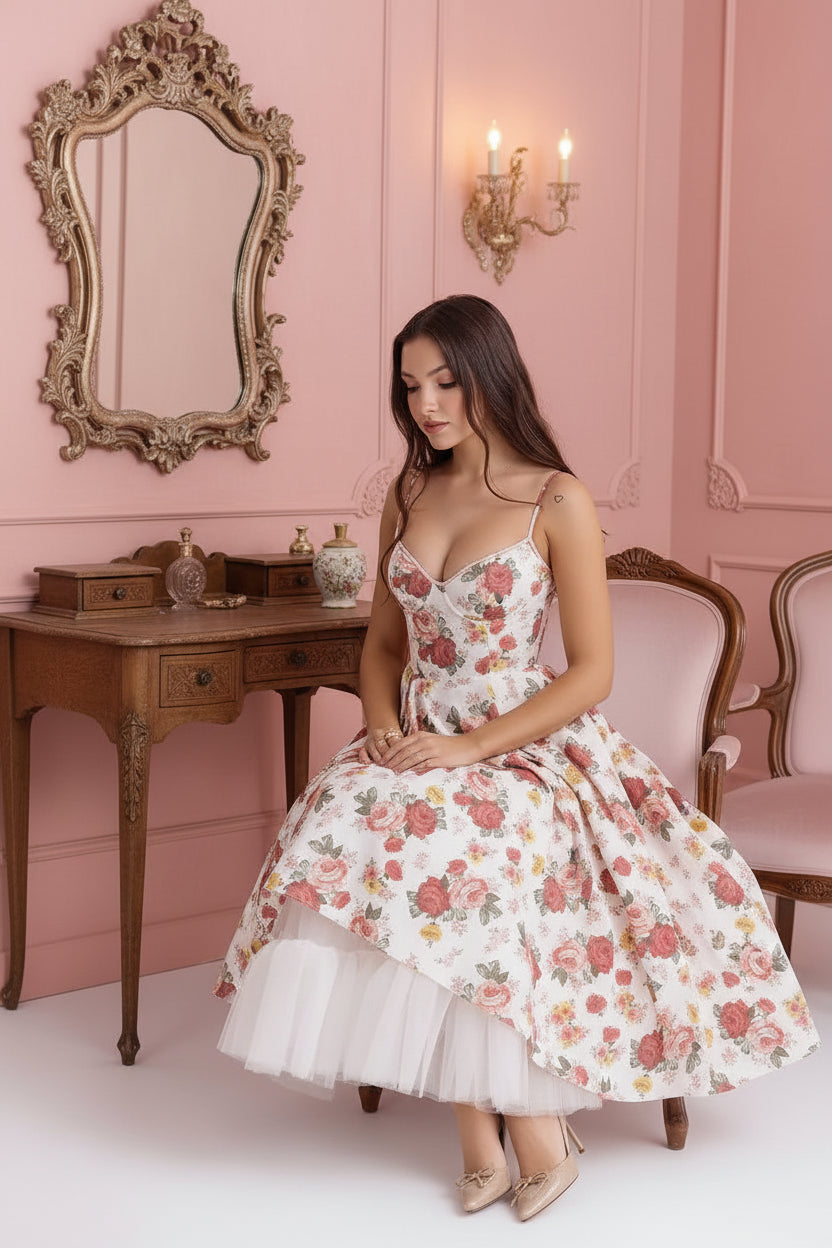 Satin Strapless Midi Dress