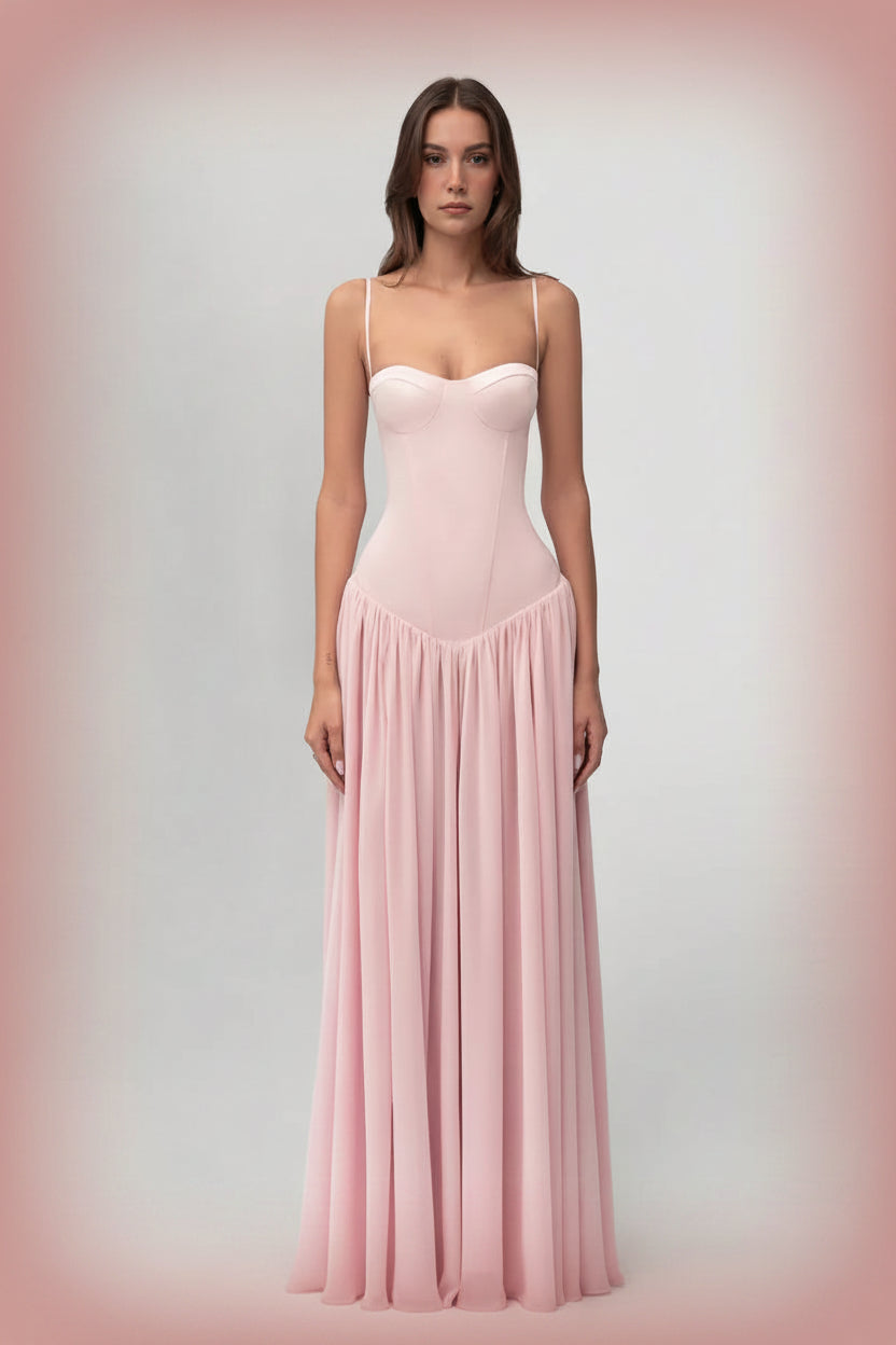 Chiffon Slim-Fit Evening Maxi Dress