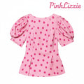 Polka-Dot Puff-Sleeve Blouse