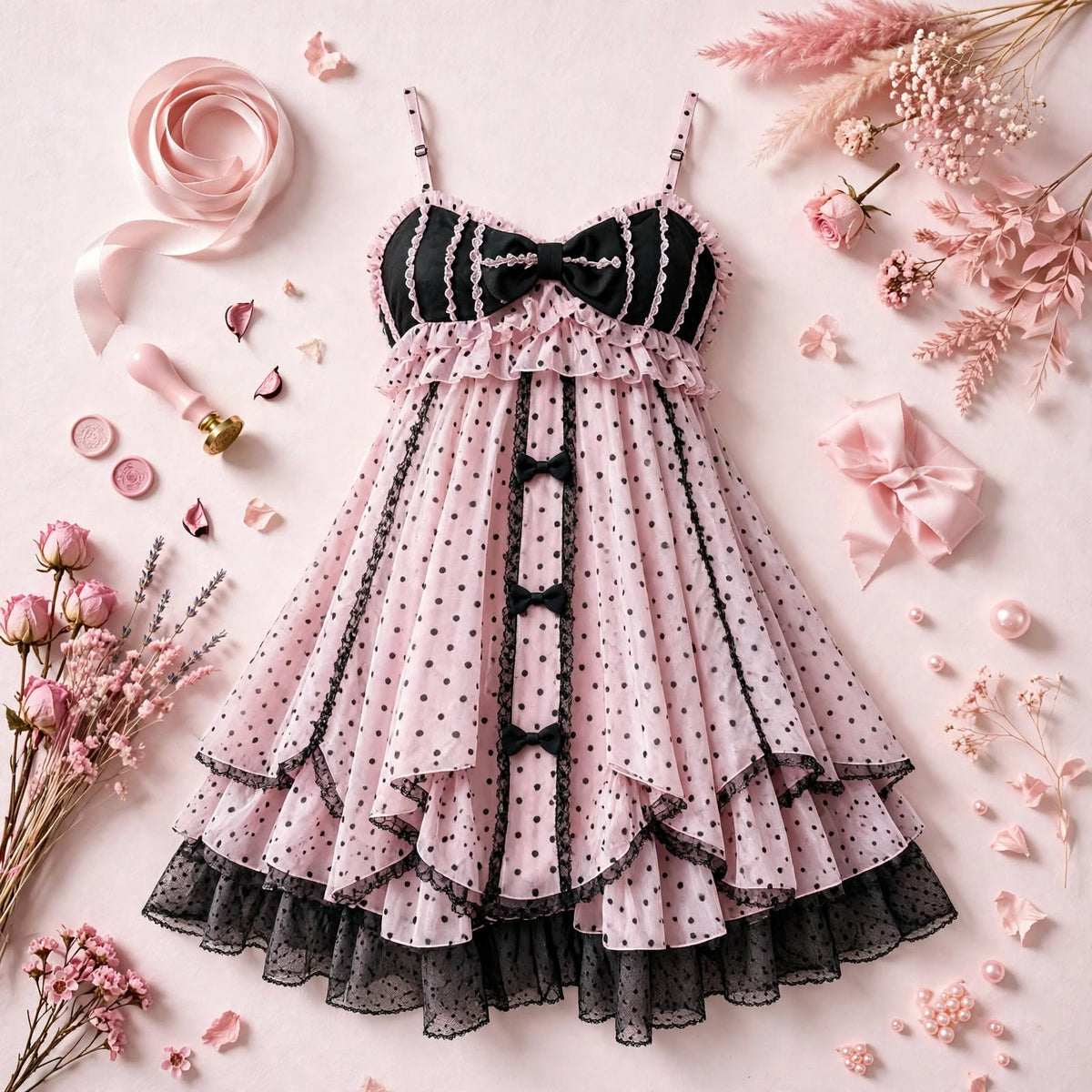PINKLIZZIE | Lace Dot Floral Mini Dress