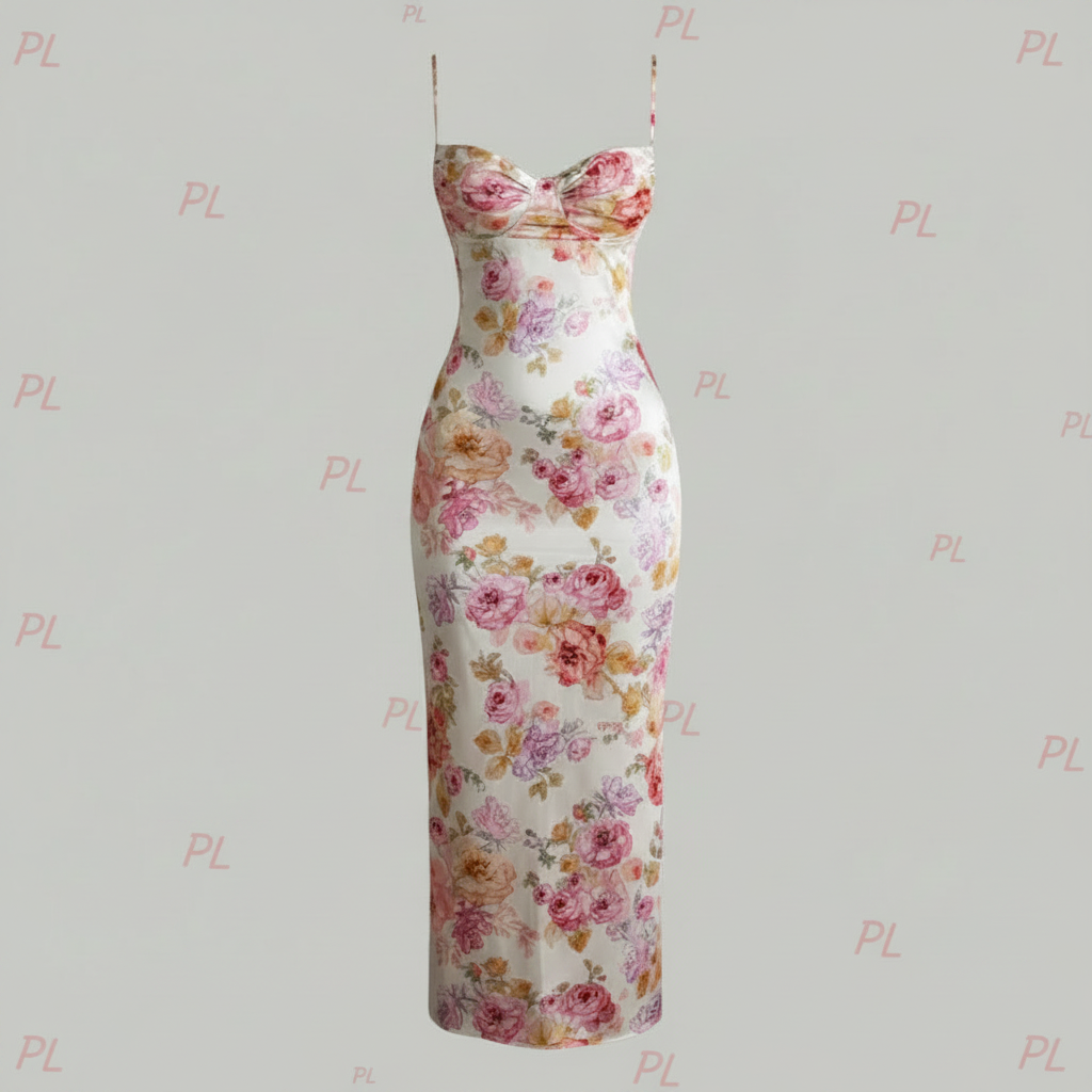 Floral Split-Hem Slip Mini Dress